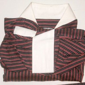 Red / Black Striped shirt with White Cuffs Size S